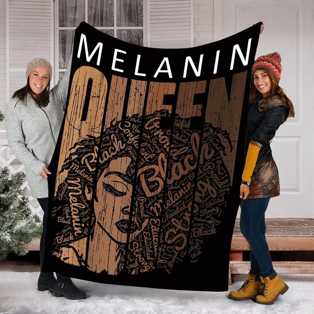 Melanin Queen African Woman Fleece Blanket