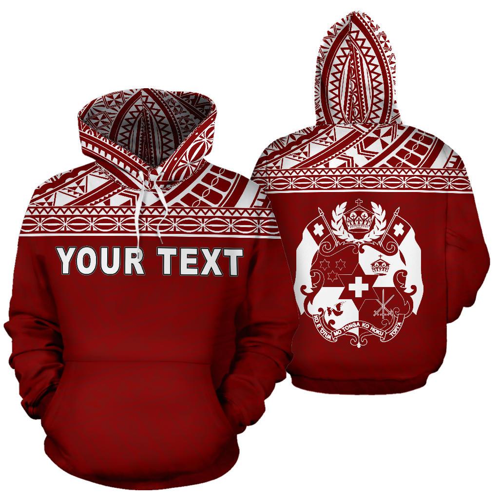 Tonga Polynesian All Over Custom Personalised Hoodie – Red Horizontal Style – BN12