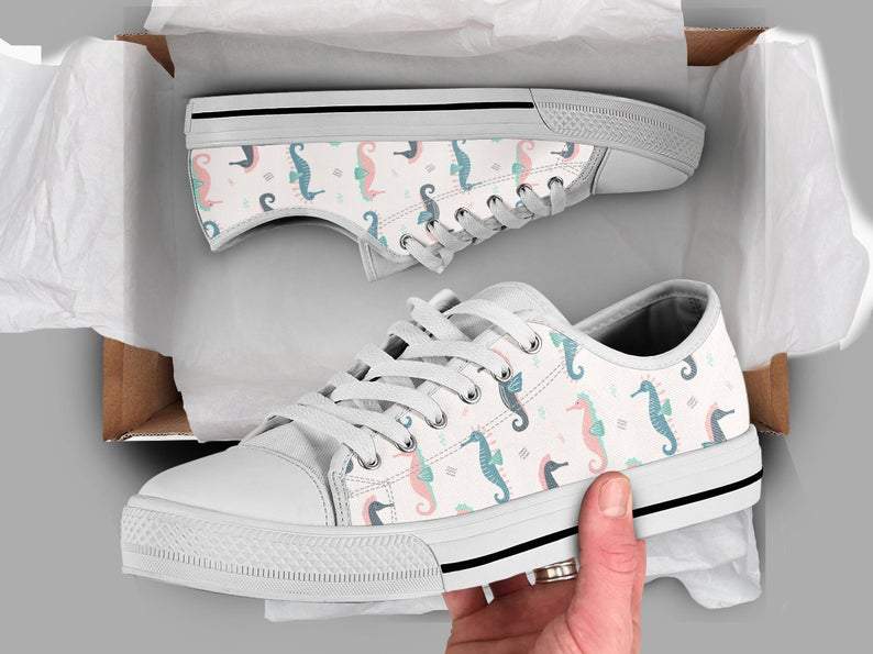 Seahorse Shoes Seahorse Sneakers Seahorse Print Pattern Seahorse Gifts Low Top Converse Style Sneakers For Women & Men, Gift For Birthday