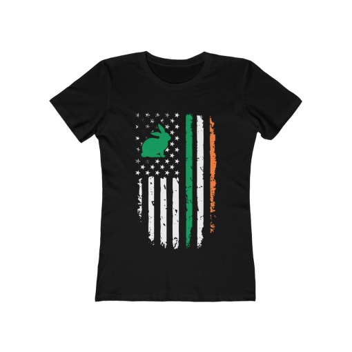 St. Patrick’S Day Irish Ireland In American  Flag With Bunny – Women Tee