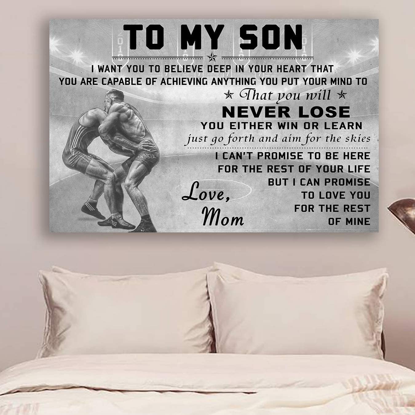 Poster for Room Aesthetic -Command Strips Wall Decor – Cv741 Qh Wrestling Poster – Mom to Son – Never Lose Vs1