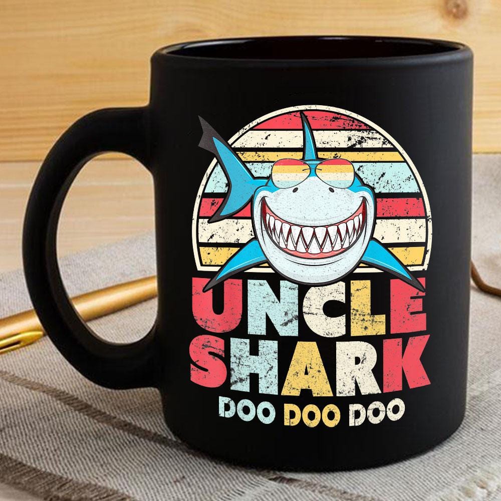 Vintage Retro Uncle Shark Doo Doo Doo Coffee Mug Mens Custom Father’s Day Mother’s Day Gift Idea BPS389