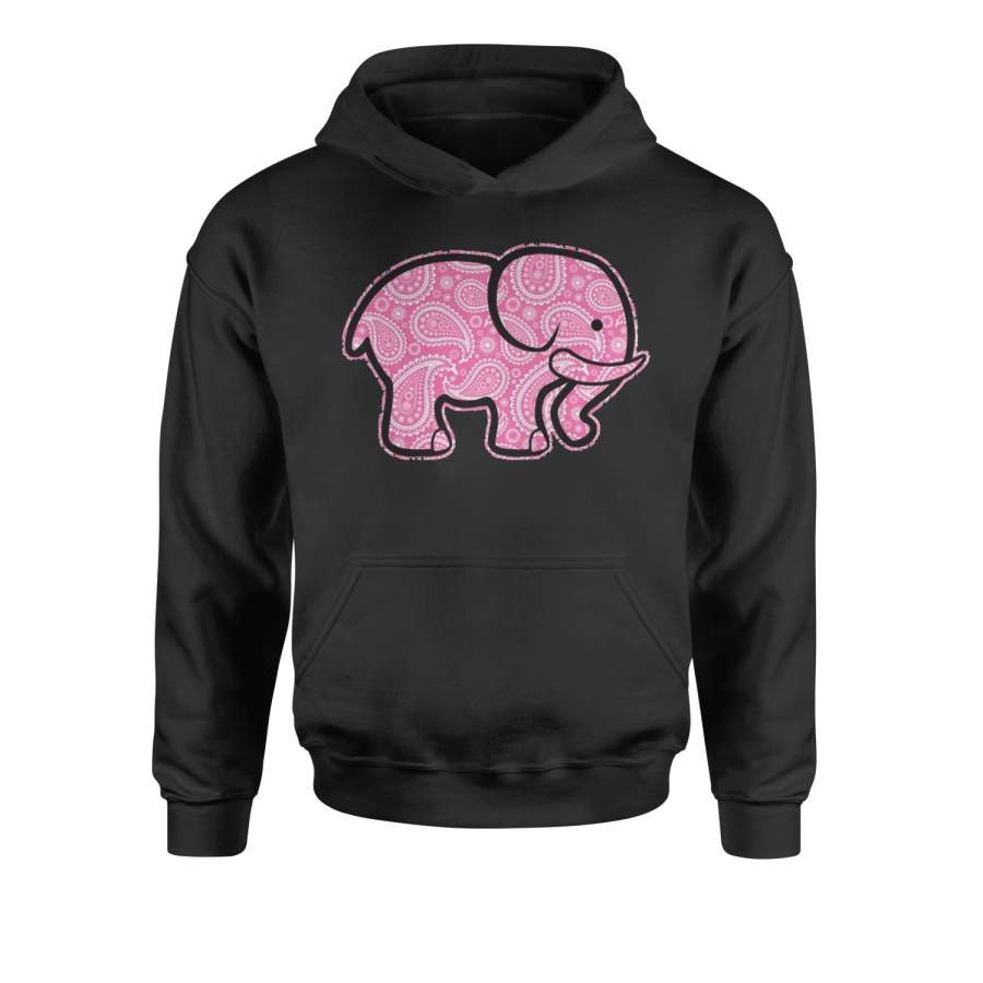 Pink Paisley Elephant Youth-Sized Hoodie