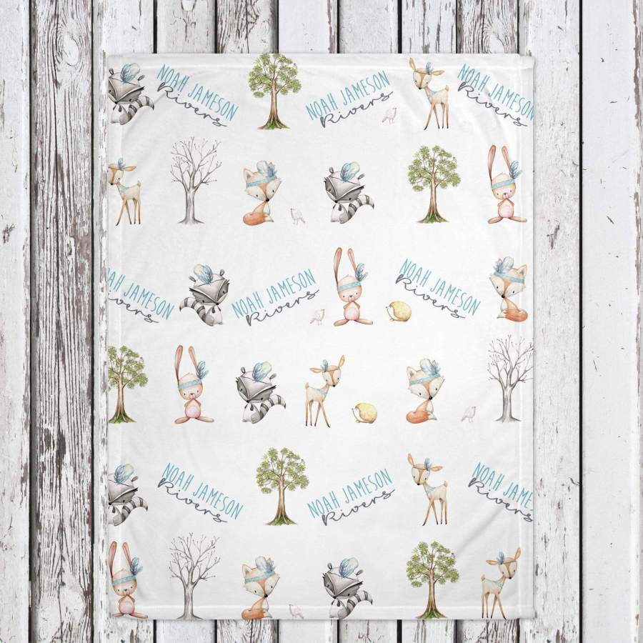 Personalized Forest Animals Baby Blanket