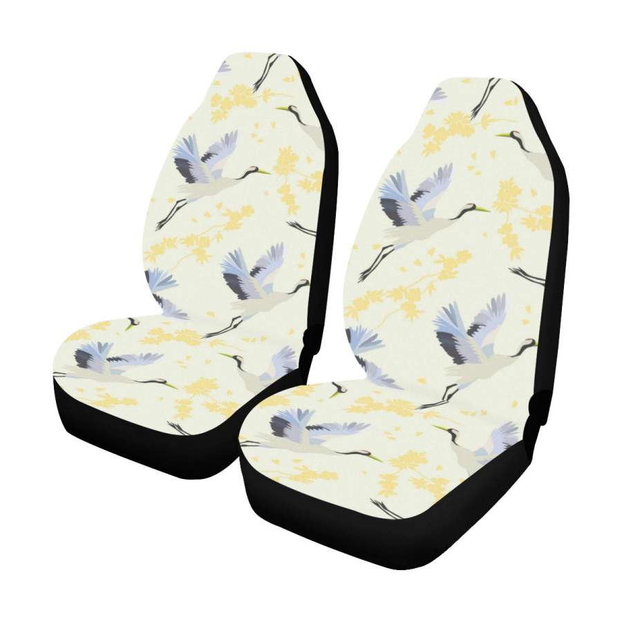Japanese Red-crowned Crane Car Seat Covers (Set of 2 ) Universal Fit Most Cars Trucks and SUVs