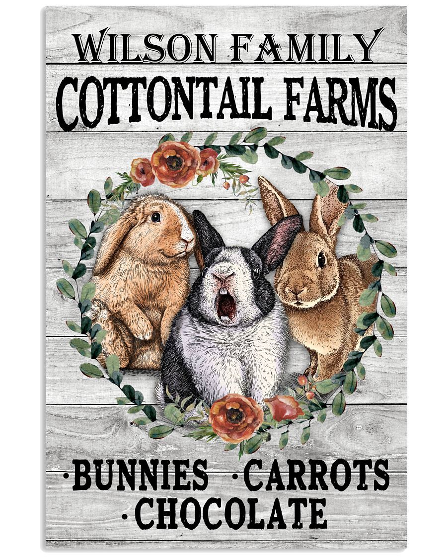 Personalized Rabbit Cottontail Farms Custom Name Poster No Frame