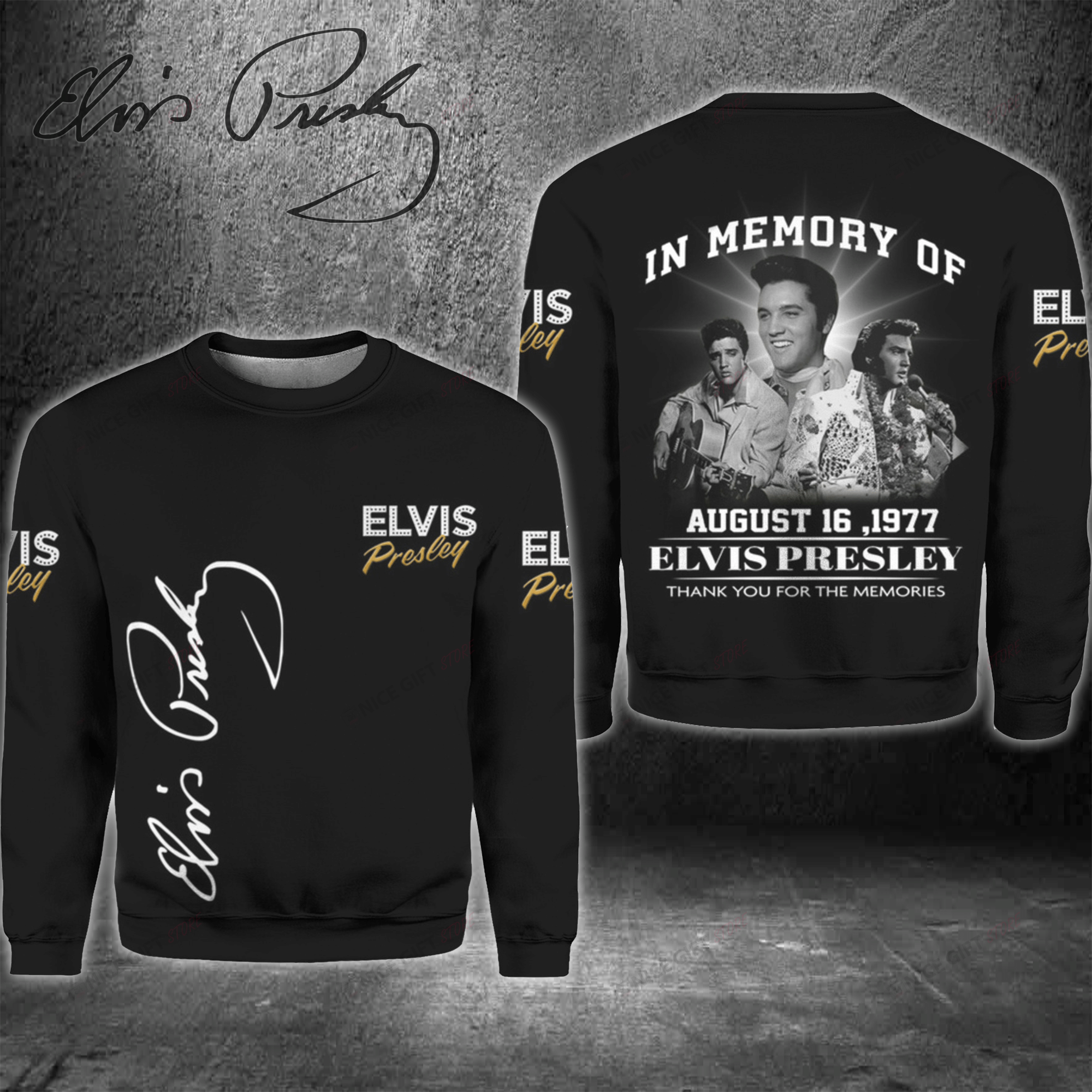 In Memory Of Elvis Presley Crewneck Sweatshirt 3Cs-Q8H7