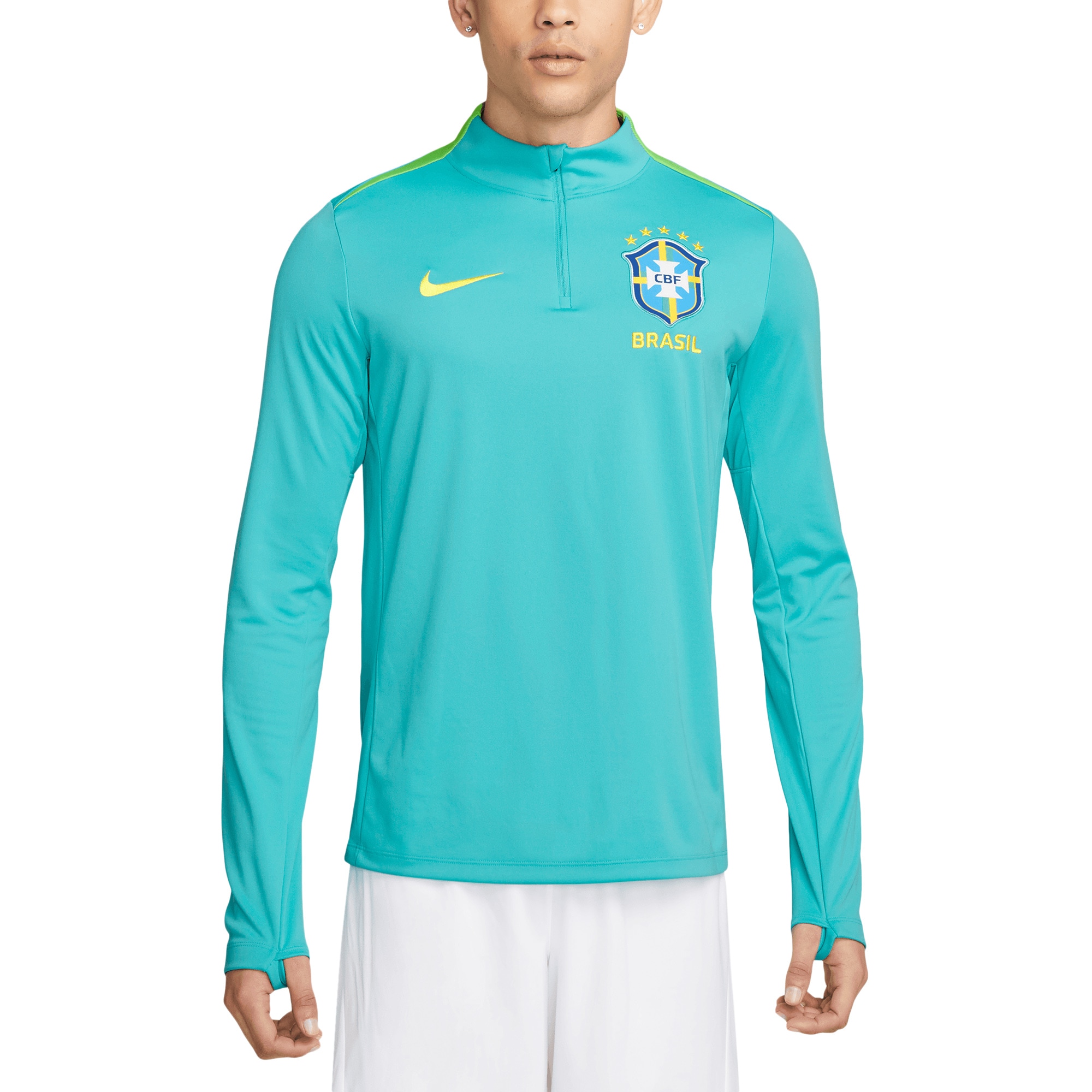 Brazil National Team 2024 Academy Pro Drill Performance Quarter-Zip Pullover Top – Blue