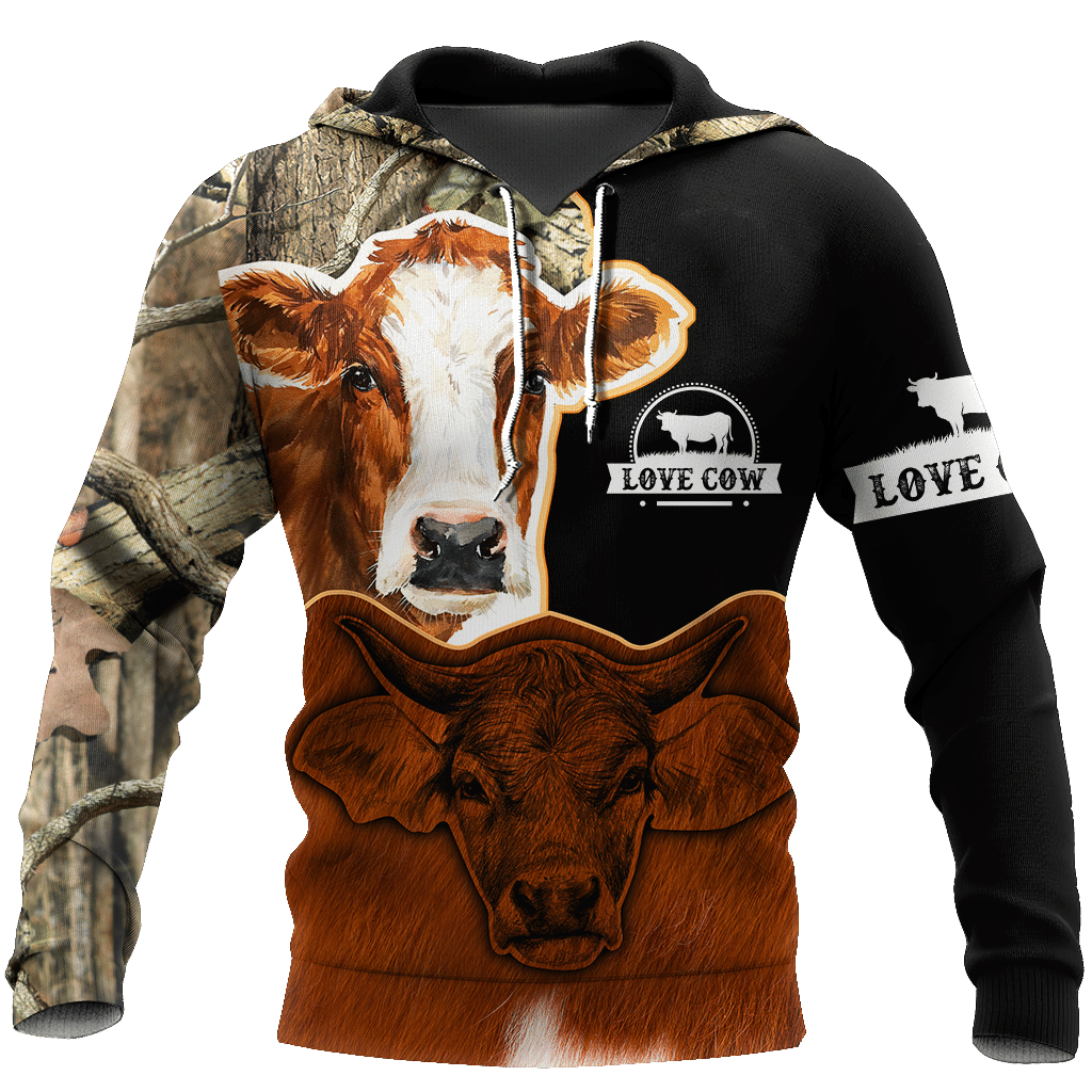 Cow Khaki Camouflage Cool 3D Printed Sublimation Hoodie Hooded Sweatshirt Comfy Soft And Warm For Men Women S to 5XL CTC1501594