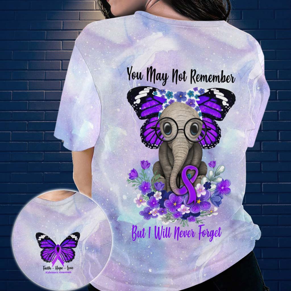 You May Not Remember Elephant Forget Me Not – Alzheimer Awareness All Over Printed T-Shirt