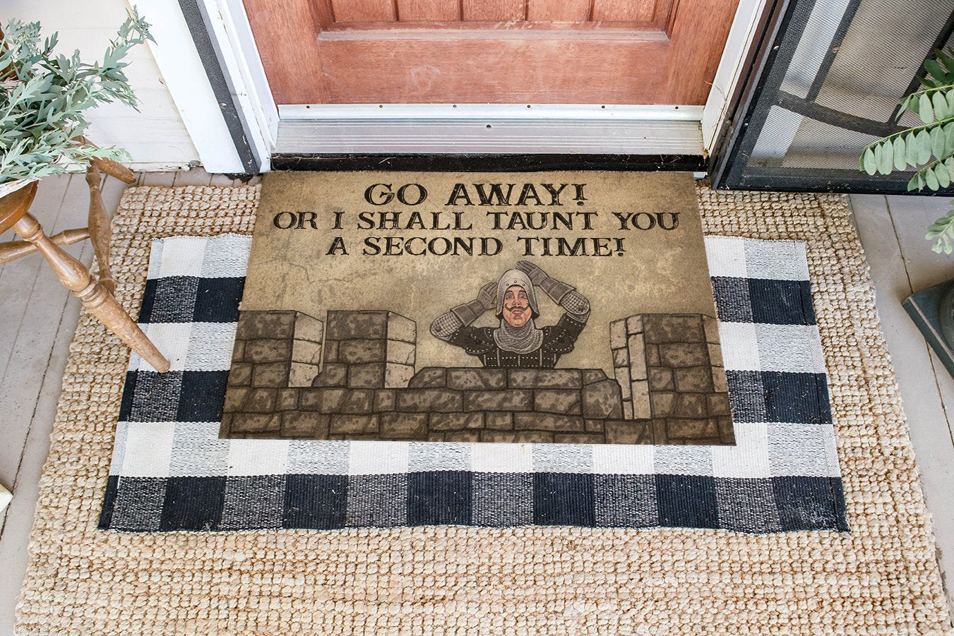 Go Away Or I Shall Taunt You A Second Time All Over Printing Doormat Pre1867