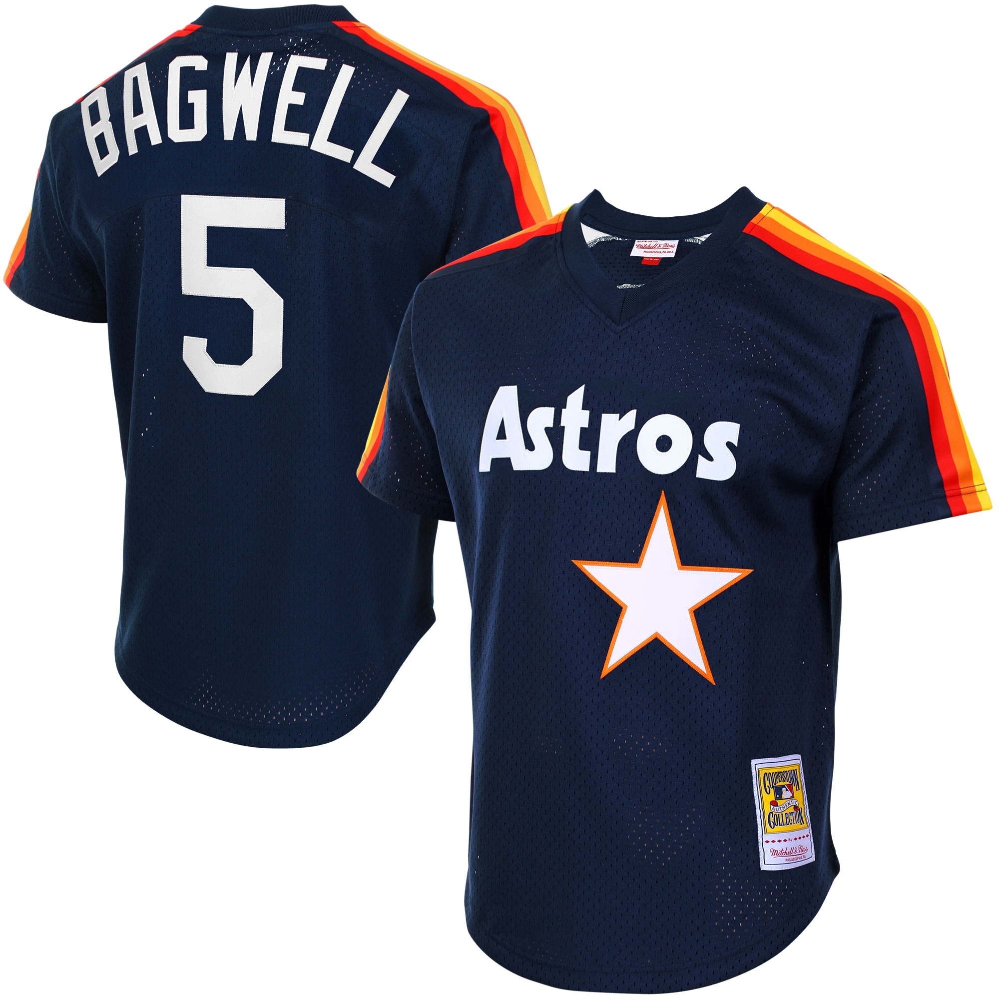 Men’s Houston Astros Jeff Bagwell Mitchell & Ness Navy Cooperstown Mesh Batting Practice Jersey