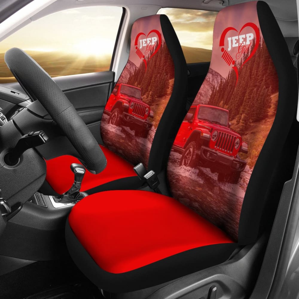 Amazing Red Jeep Girl Car Seat Covers 211703