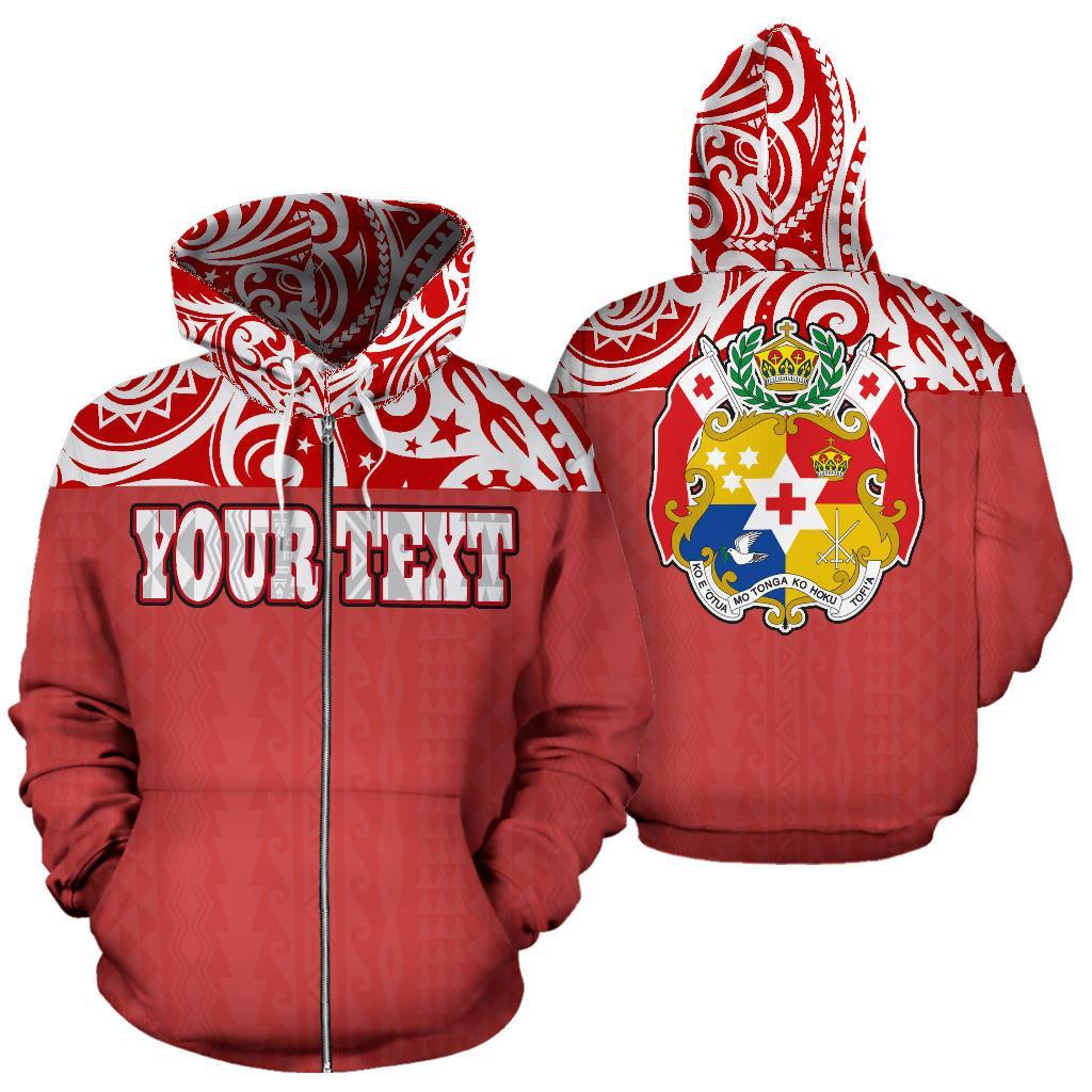 Tonga All Over Zip-Up Hoodie – Custom Red Style – BN09