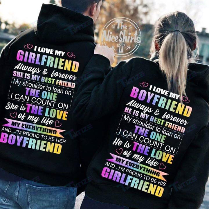 Couple Shirts I Love My Boyfriend Always & Forever Matching Couple, Valentine 2022 Gifts Graphic Unisex T Shirt, Sweatshirt, Hoodie Size S – 5Xl