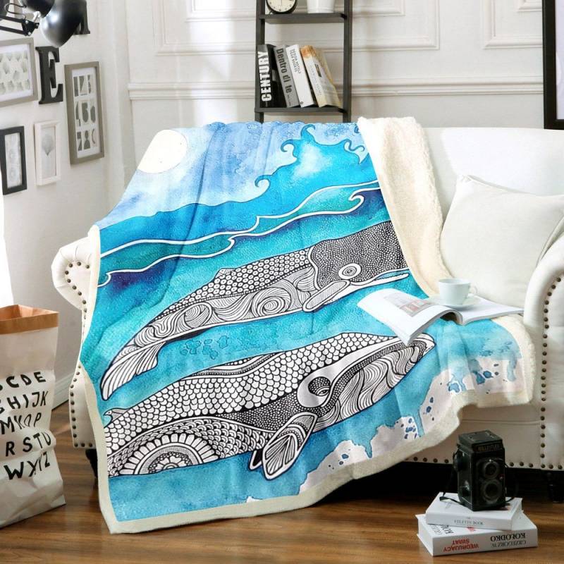 Killer Whale HT2312083TT Sherpa Fleece Blanket