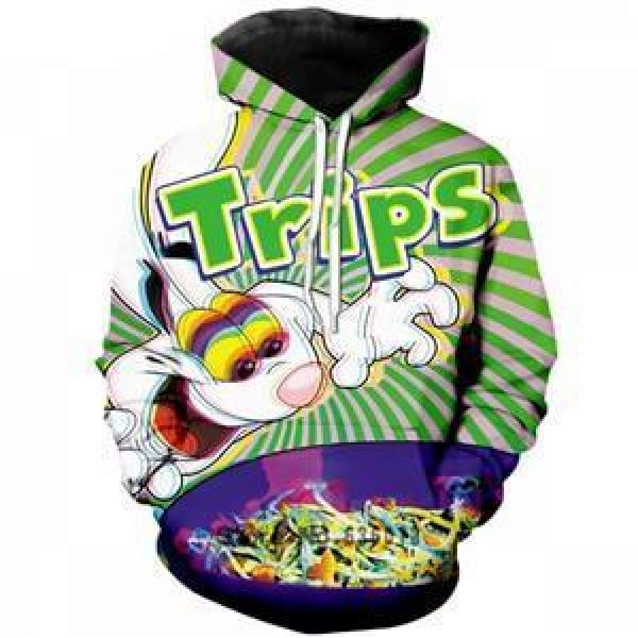 PLstar Cosmos 2018 Autumn New Fashion Womens/Mens hoodies trippy vibrant Trix Rabbit psychedelic 3d Print Hooded sweatshirt