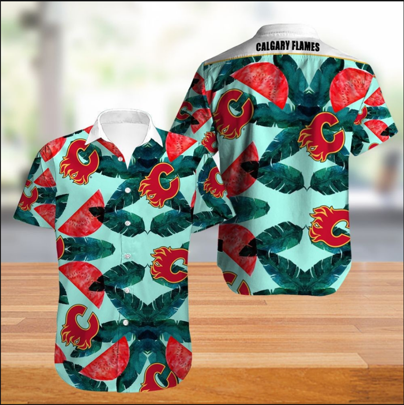 Calgary Flames Hawaii Shirt Leaf Button Up Ha91087