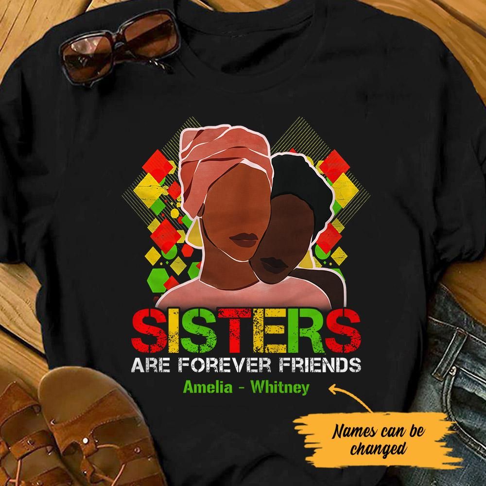 Personalized Sisters BFF Black Women Friends T Shirt JL292 28O53