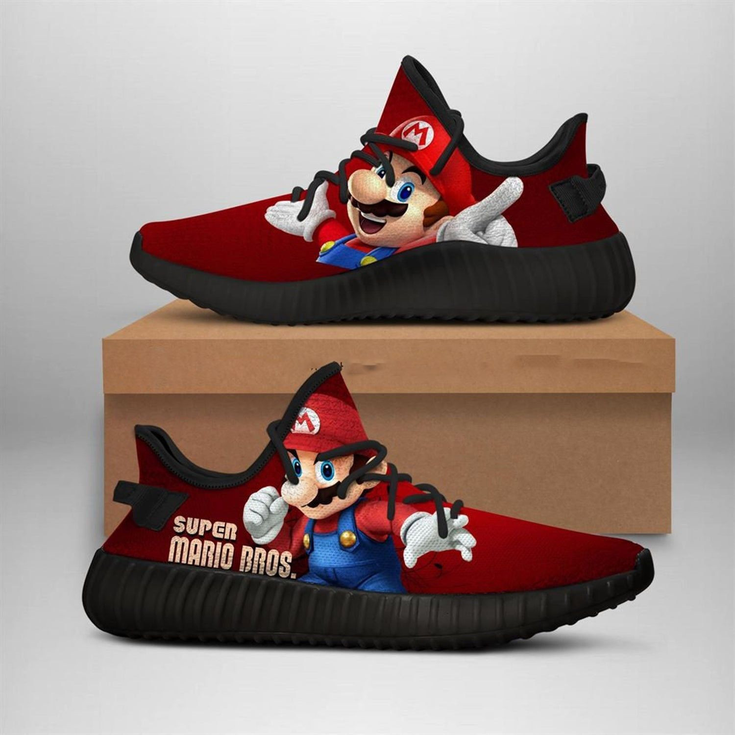 Super Mario Yeezy Boost 350 Shoes Birthday Gift Idea For Him Son Boyfriend Father’S Day Shoes Yeezy Sneakers H94