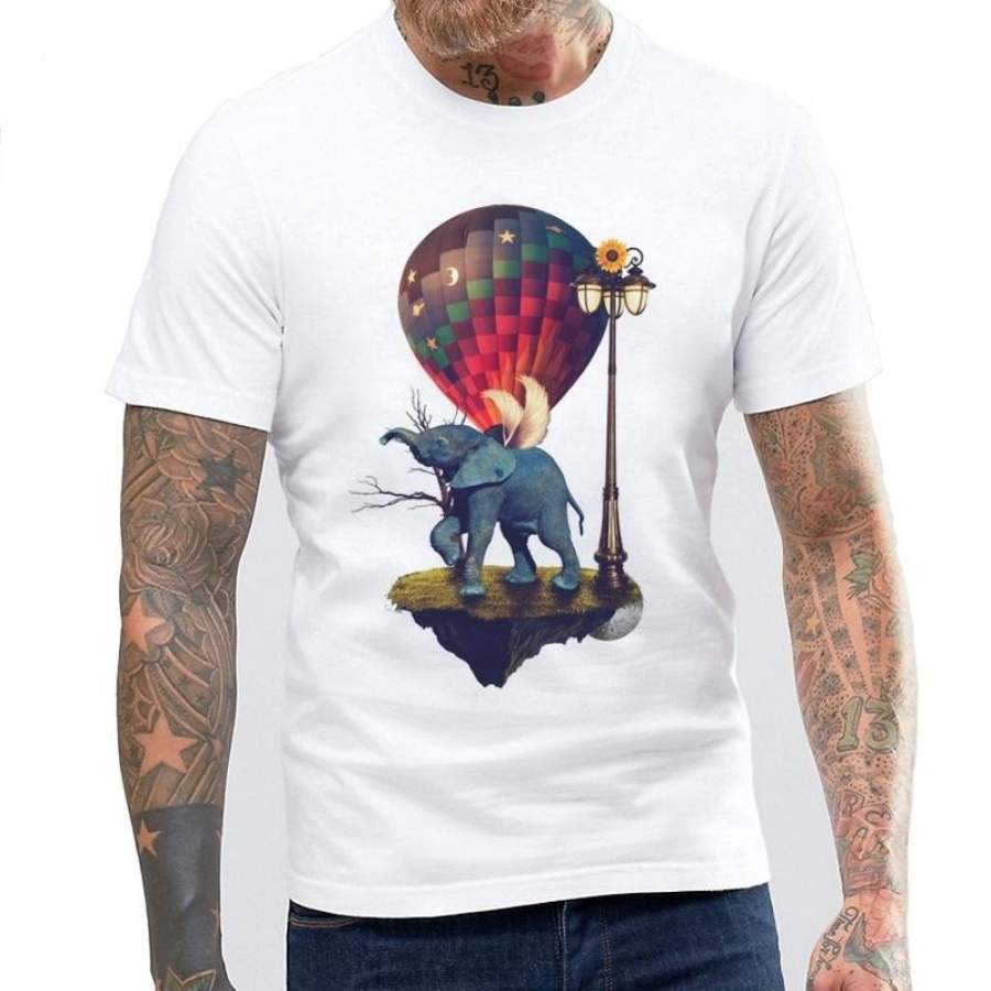 Newest Men Funny Elephant Design Print T Shirt Tops Lady Short Sleeve Tees