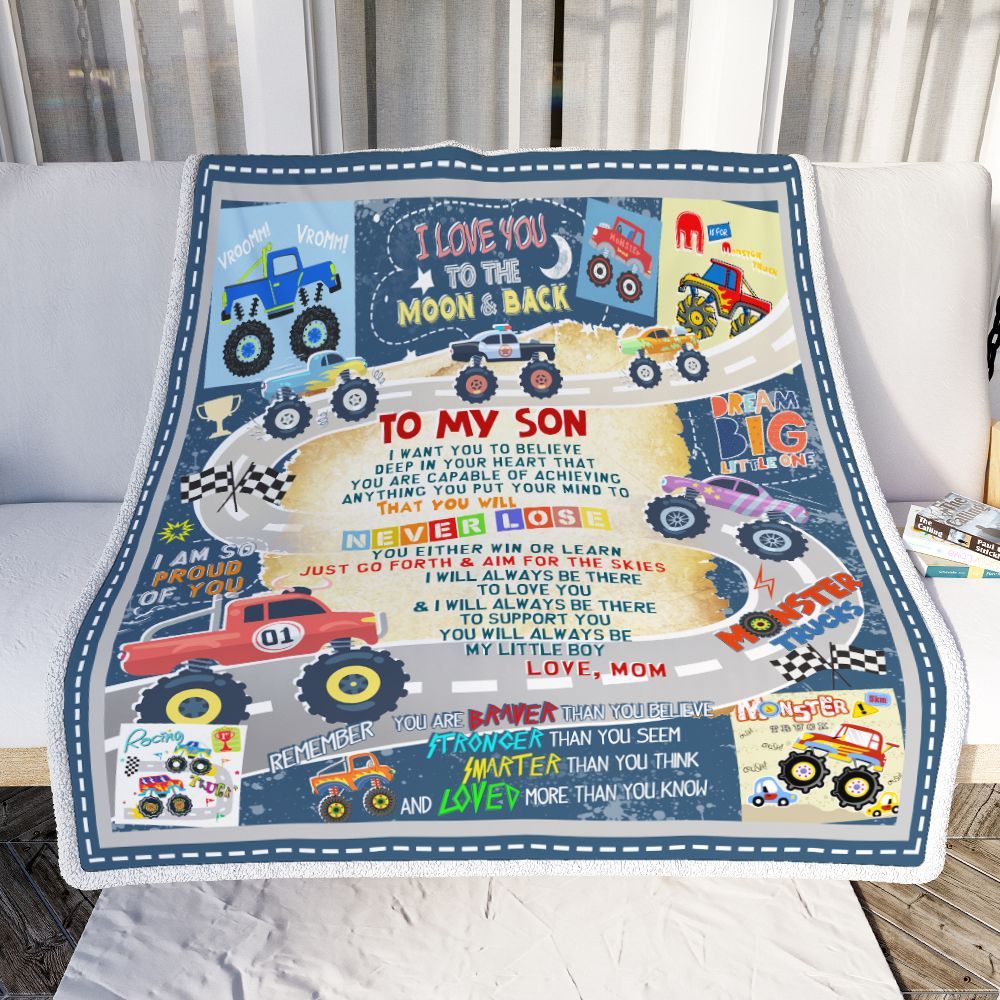 To My Son. Monster Truck Sofa Throw Blanket THH2386