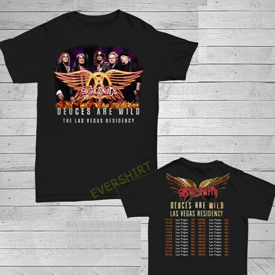 Aerosmith Deuces are Wild Concert Tour 2019-2020 Black T-Shirt Size S-3XL