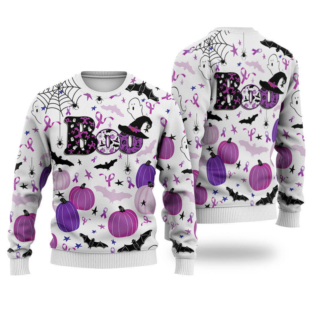 Pancreatic Cancer Sweatshirt Happy Halloween Boo – Print Fashion Sweatshirt For Everyone