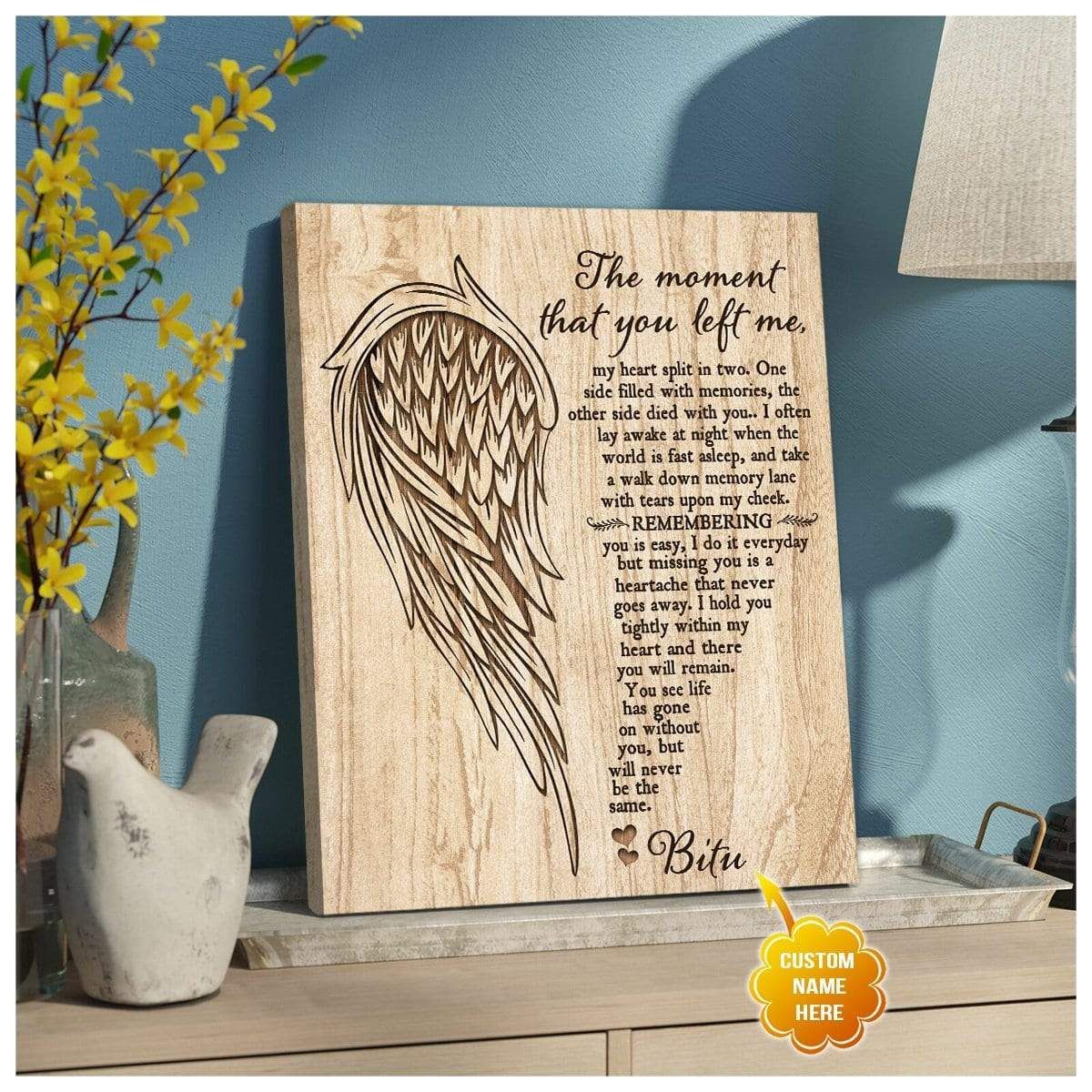 The Moment That You Left Me Angel Wings Custom Wall Art Canvas