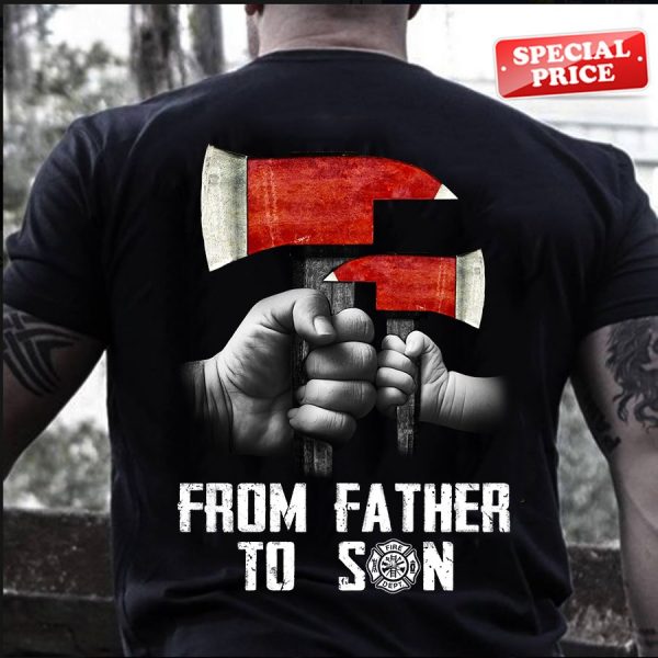 Father Son Firefighter Matching Outfits Unisex T-Shirt For Men Women Kid Dad Shirts Fathers Day Gifts Ideas Ht