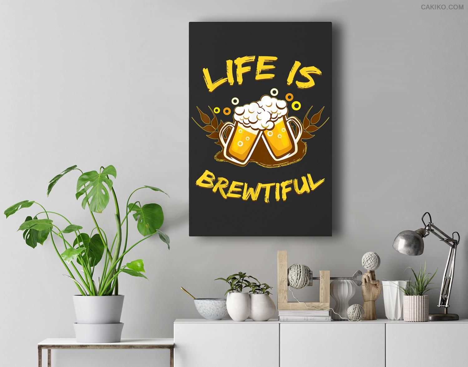 Life Is Brewtiful Funny Beer Premium Wall Art Canvas Decor