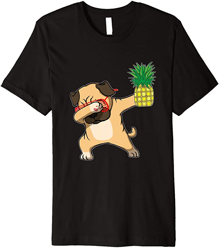 Dabbing Pug Puppy Dog Pineapple Aloha Beach Hawaiian Gift Premium T-Shirt