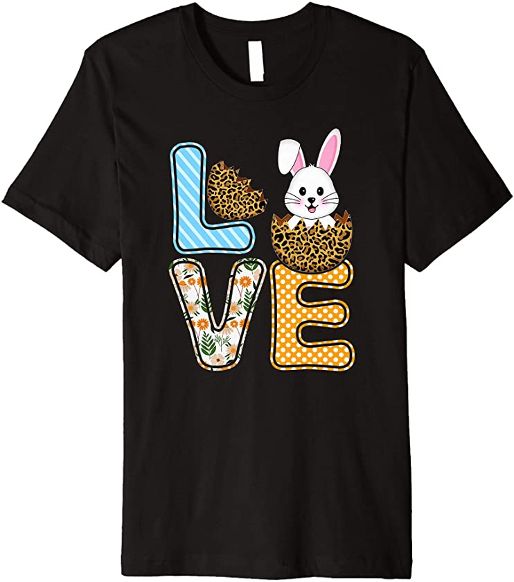 Love Easter Bunny Egg Leopard Print Cute Bunny Kids Adults Premium T-Shirt