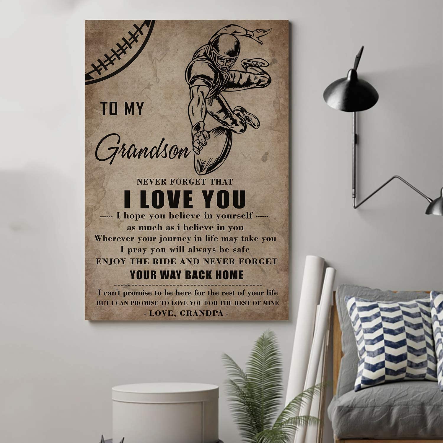 Cara Poster – American Football Poster – Grandson Grandpa – Never Forget That Lda – Wall Art – Home Decor – Wall Decor