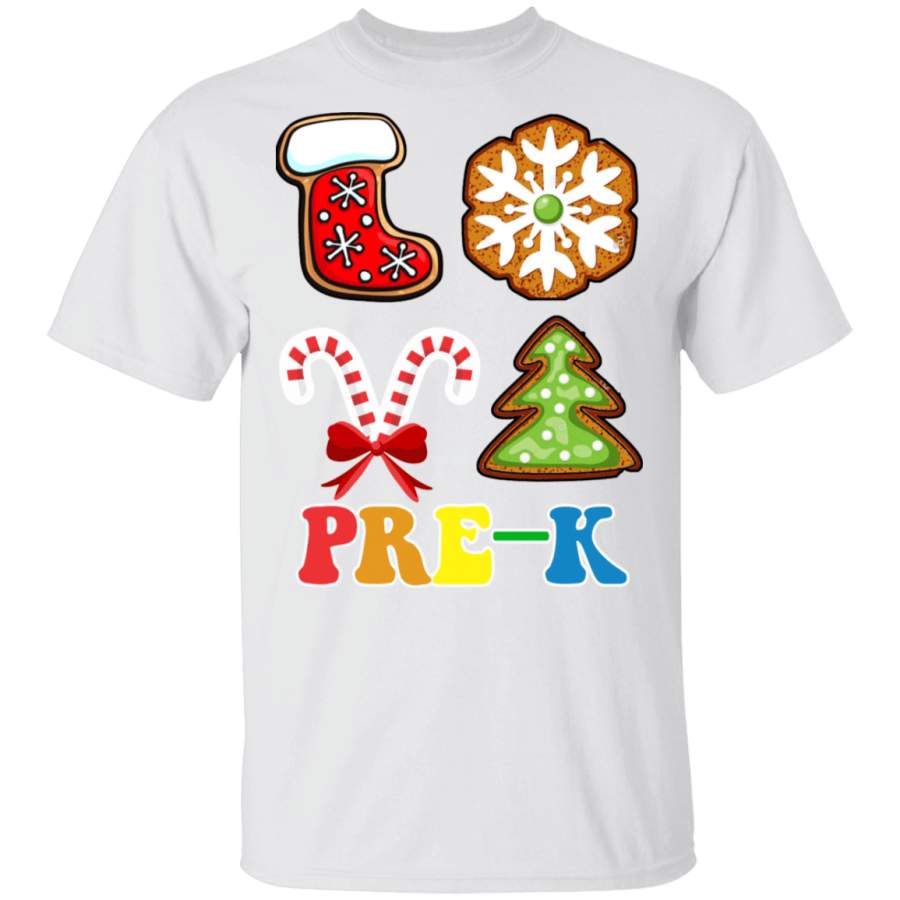 Cute Pre-K Heart Teacher Candy Cane Christmas Shirt