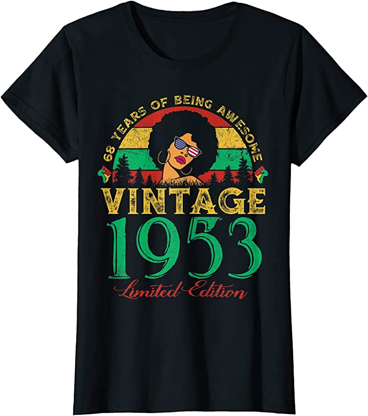 Womens Vintage 1953 Sunset 68 Years Old Black Woman 68th Birthday T-Shirt