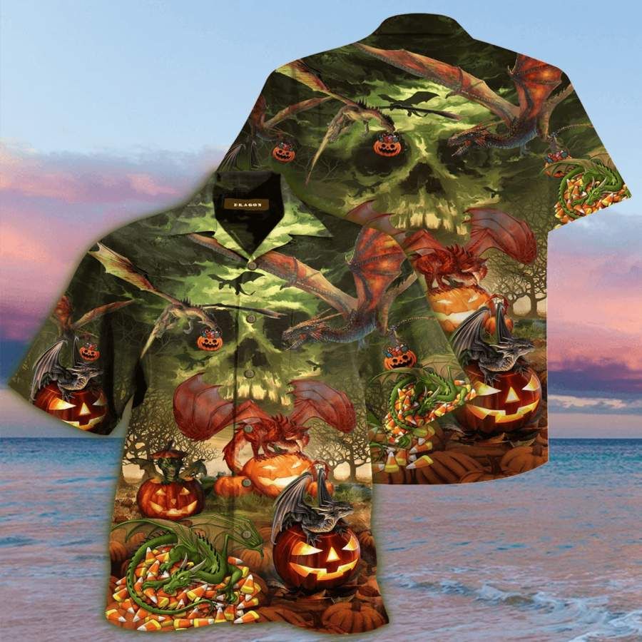 Trick Or Treat Halloween Dragon Hawaii Aloha Shirts Ha9838