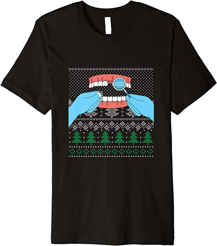 Ugly Christmas X-Mas Dentist Santa Claus Dentistry New Year Premium T-Shirt