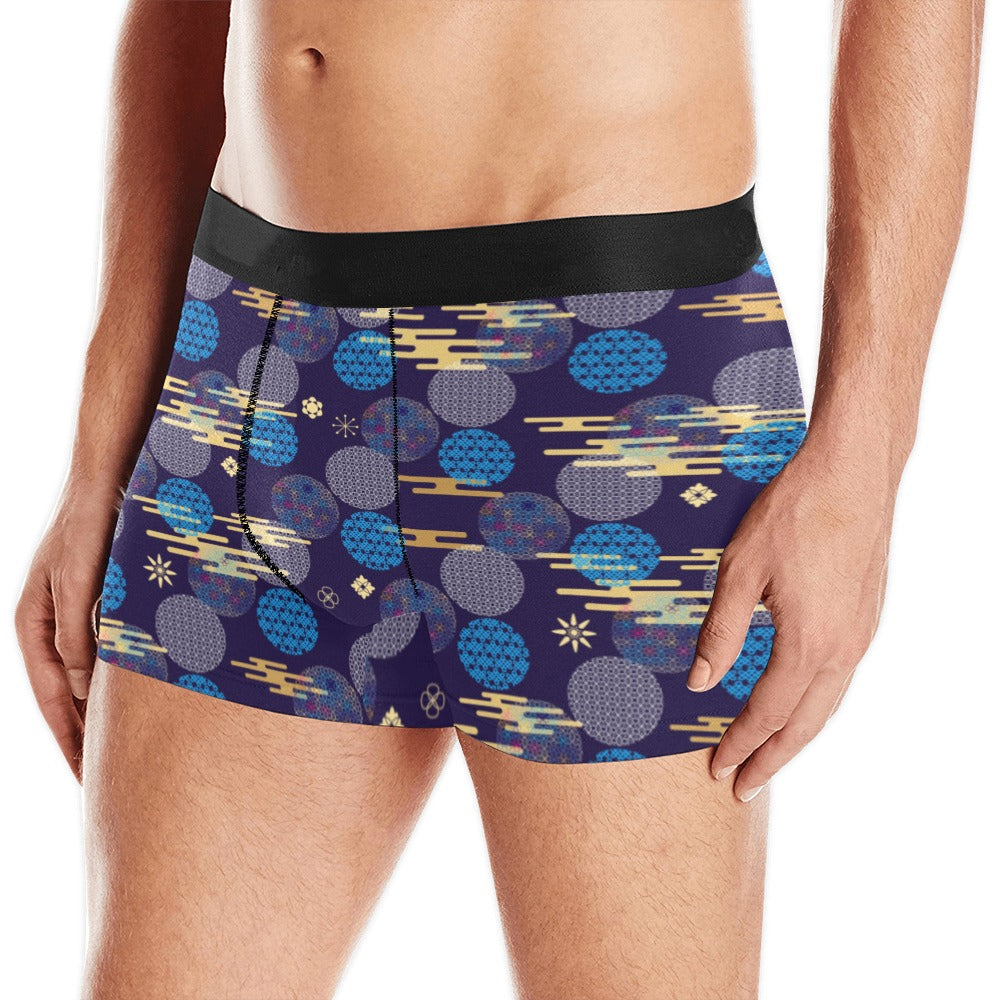 Blue Japanese Pattern Cloud Wave Flower Men’S All Over Print Boxer Briefs Men’S Underwear