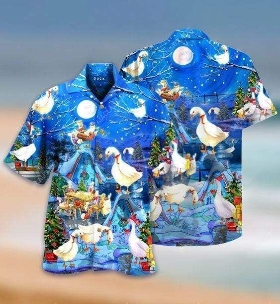 Check Out This Awesome Hawaii Aloha Shirts Ducks On Christmas Eve Ha96990