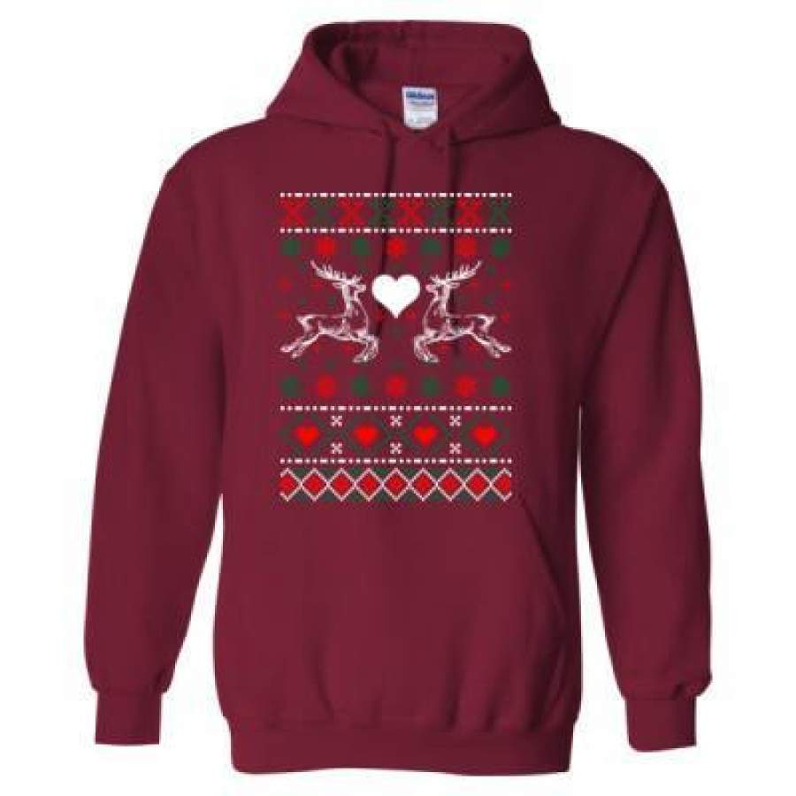 AGR Ugly Christmas Deer Sweater – Heavy Blend™ Hooded Sweatshirt