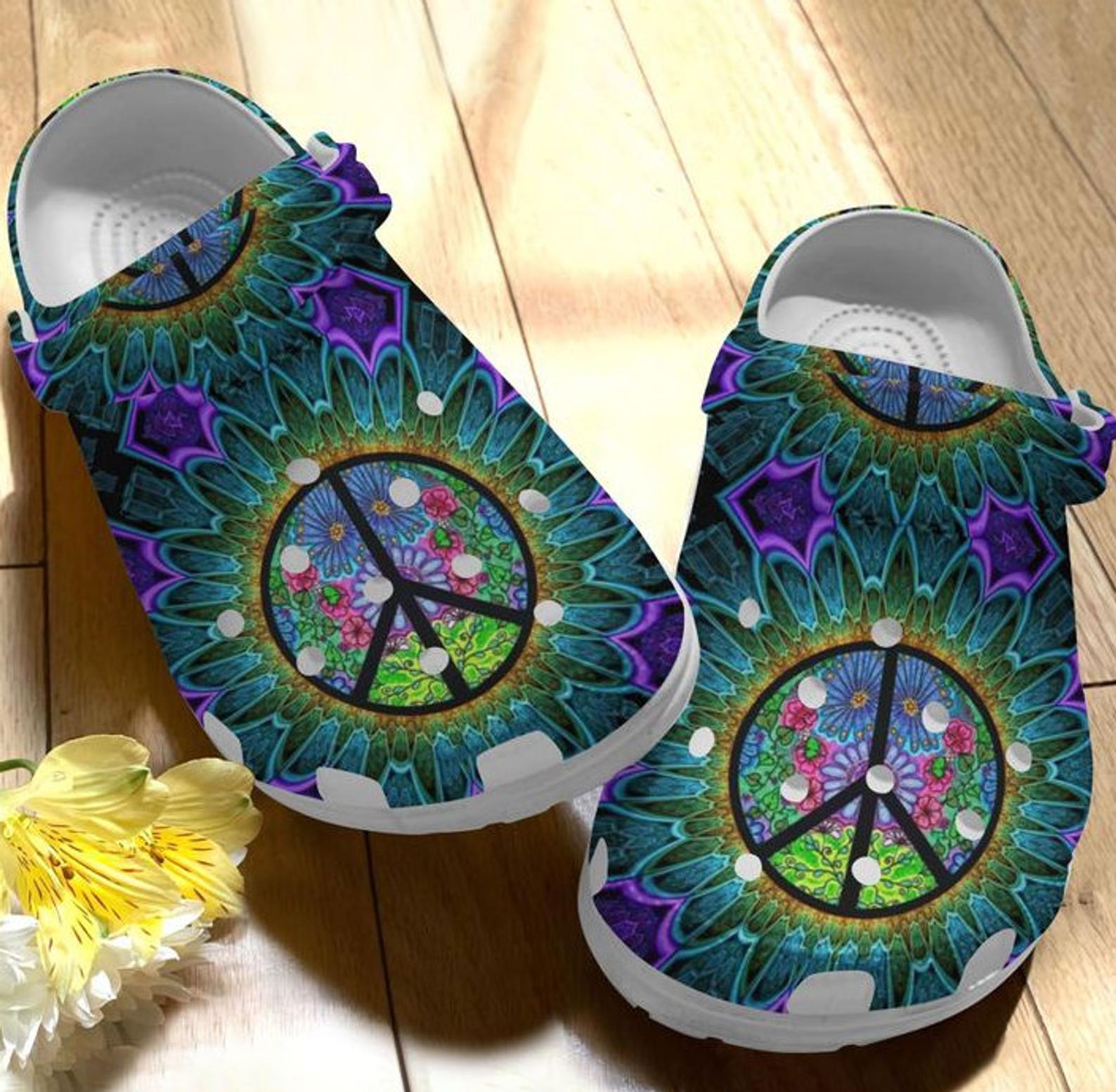 Hippie Peace Sign Crocs Crocband Clog