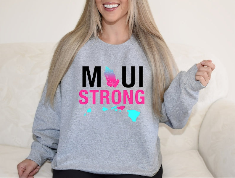 Pray For Maui Tee, Maui Wildfire Relief Tee, Lahaina Support Maui Sweatshirt, Maui Love&Peace Awareness Crewneck Sweatopy Of Maui Strong Shirt All Over Print Sweatshirt Sws1795