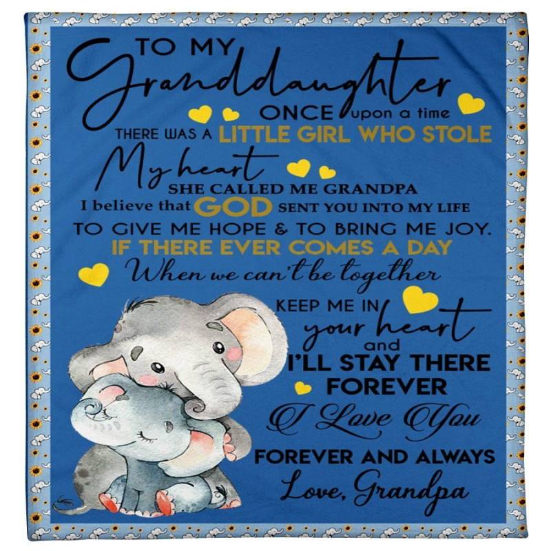 To My Granddaughter I Love You Forever And Always Elephant Gifts From Grandpa Fleece Blanket