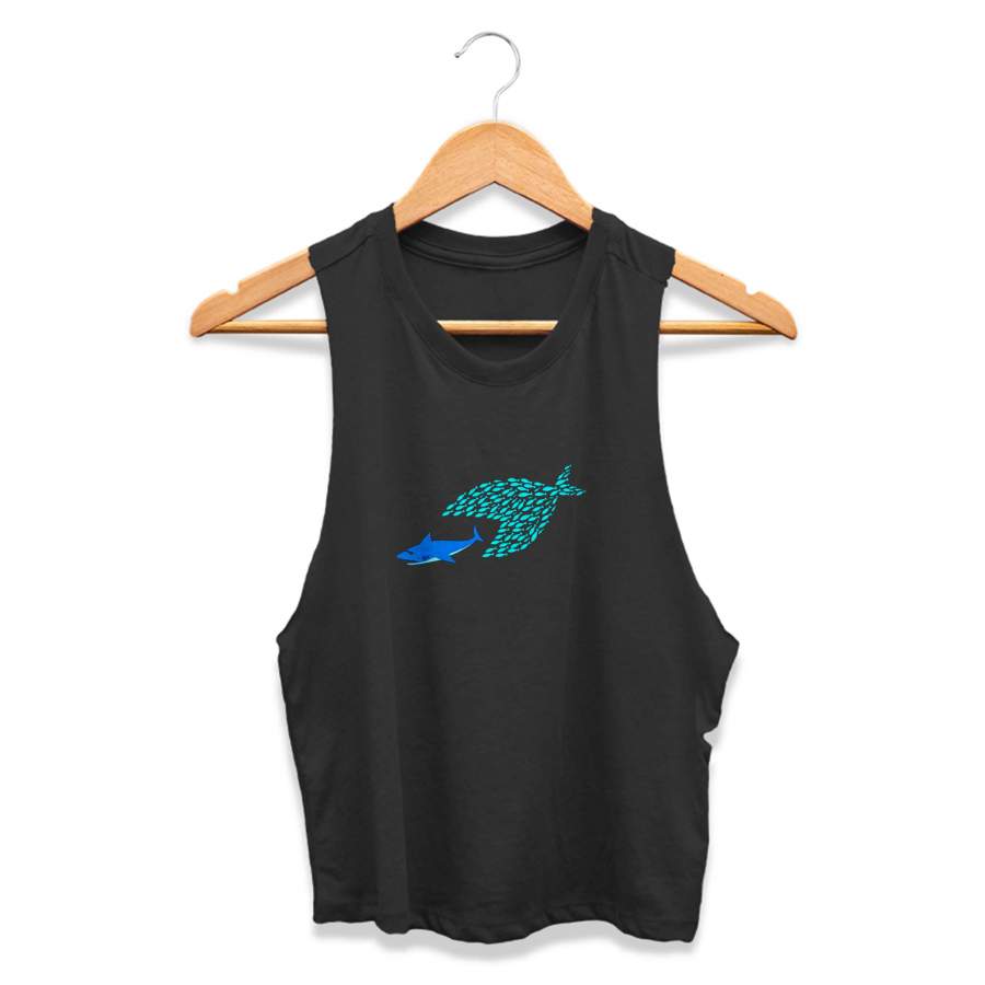 Shark Bait Beach Bum Deep Sea Diving Scuba Time CPY Womans Crop Tanktop Tee