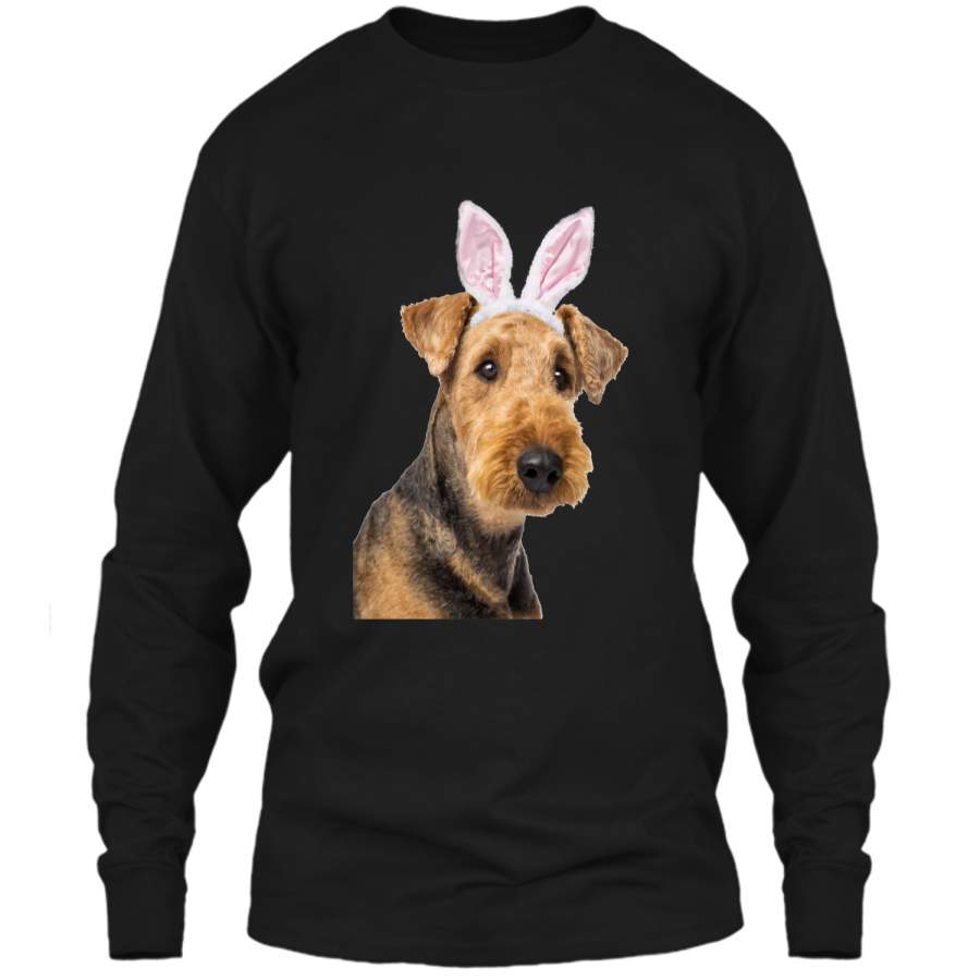 Airedale Terrier Wearing Easter Bunny Ears Dog T-Shirt LS Ultra Cotton Tshirt