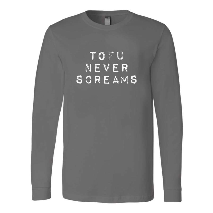 Vegan Tofu Never Screams Vegetarian Gift Animal Lover Vegan Vibes Animal Rights Yoga Gift Long Sleeve T-Shirt