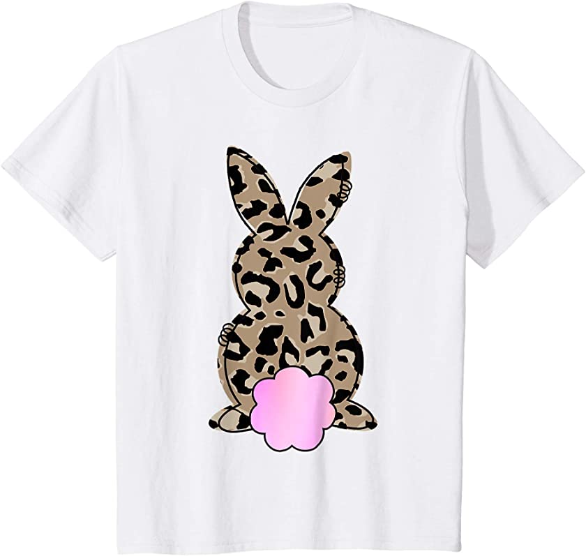 Kids Toddler Baby Little Girls Cute Easter Bunny Leopard Print T-Shirt