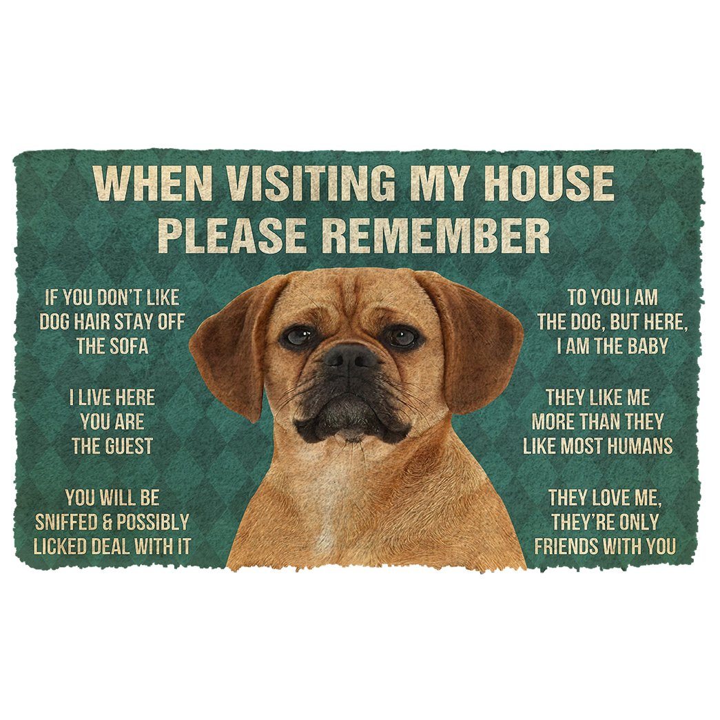 Gearhumans  GearHuman 3D Please Remember Puggle Dogs House Rules Doormat