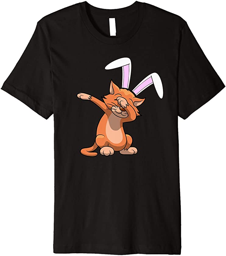 Dabbing Easter Bunny Ears Shirt Cat Dab Kids Boys Girls Gift Premium T-Shirt